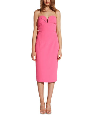 Bardot Women's Sweetheart Neckline Below the Knee Cocktail Body Con Dress Pink Size Large