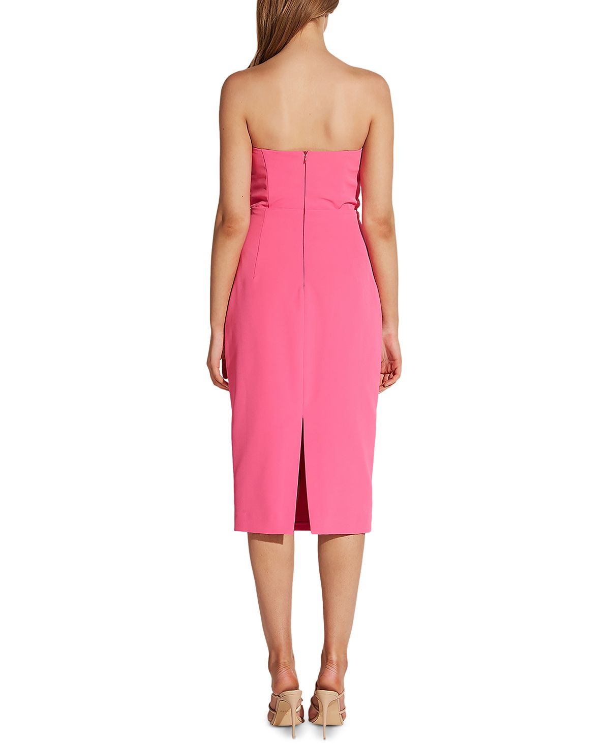 Bardot Women's Sweetheart Neckline Below the Knee Cocktail Body Con Dress Pink Size Large