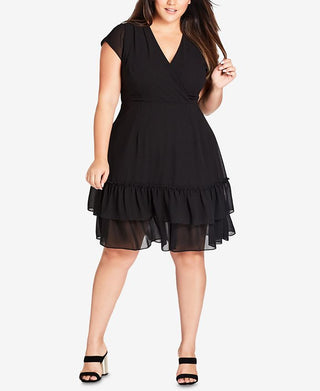 City Chic Women's Trendy Plus Dreamy Fit & Flare Dress Black Size 22W