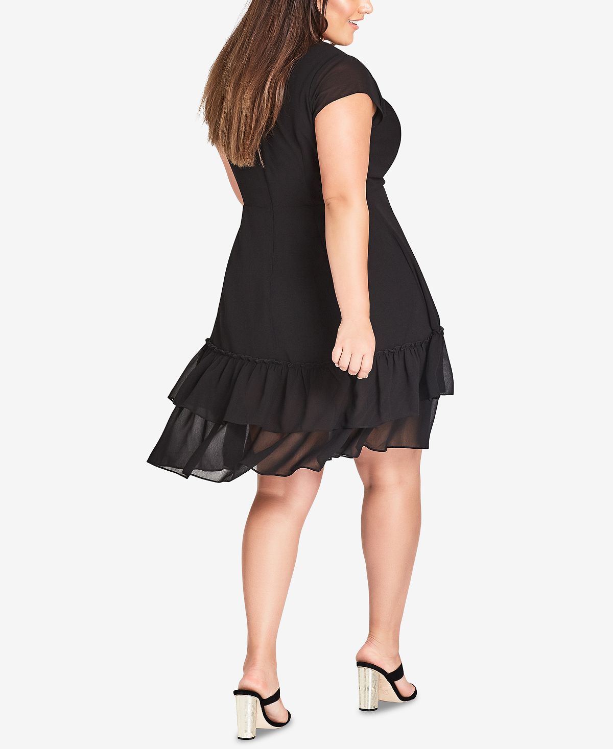 City Chic Women's Trendy Plus Dreamy Fit & Flare Dress Black Size 22W