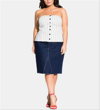 City Chic Women's Trendy Plus Sweet Stripe Corset Top White Size 18W