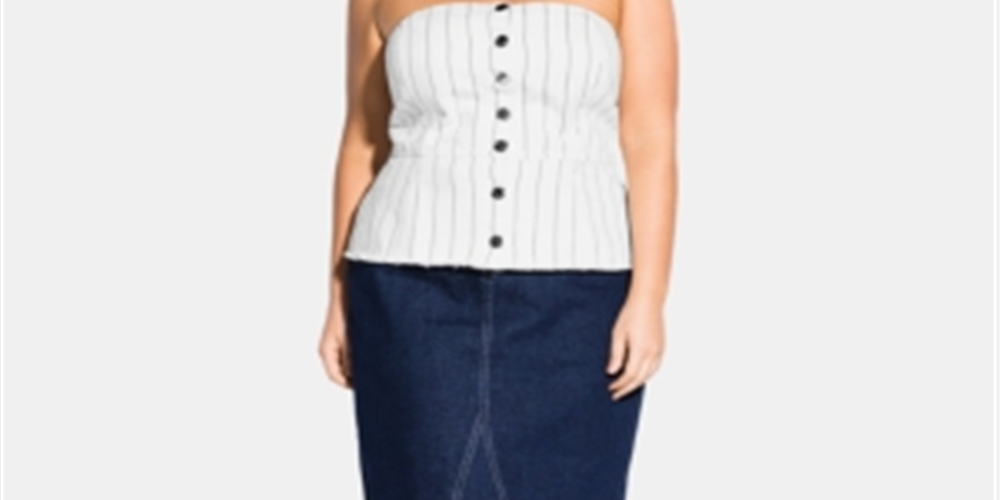 City Chic Women's Trendy Plus Sweet Stripe Corset Top White Size 18W