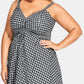 City Chic Women's Gingham Print Fit & Flare Dress Black Size 16W