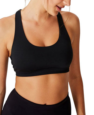 COTTON ON Women's Strappy Sports Crop Bra Black Size Medium