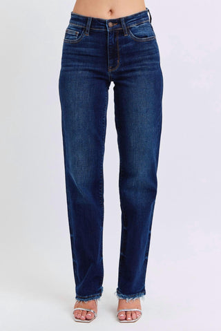 Judy Blue - Fray Hem Straight Leg Jeans