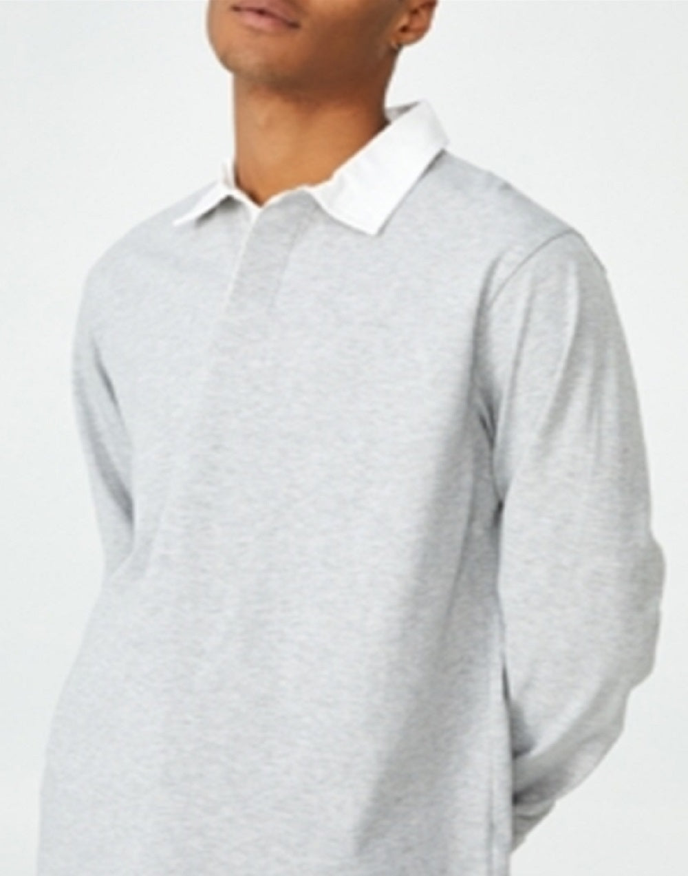 COTTON ON Men's Rugby Long Sleeve Polo Shirt Gray Size XX-Large