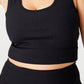 COTTON ON Women's Active Rib Crop Tank Top Black Size 18W