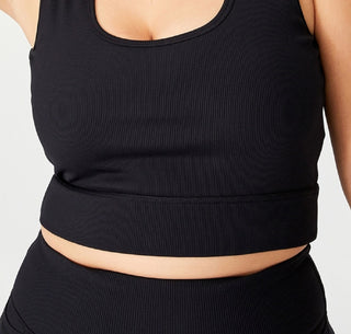 COTTON ON Women's Active Rib Crop Tank Top Black Size 18W