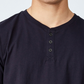 COTTON ON Men's Organic Henley T-shirt Blue Size XX-Large