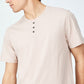 Cotton On Men's Organic Henley T-Shirt Pink Size Small