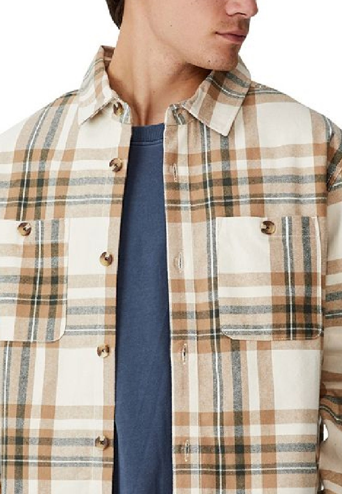 Cotton On Men's Heavy Over Shirt White Size XX-Large