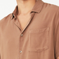 COTTON ON Men's Cuban Short Sleeves Shirt Brown Size Large