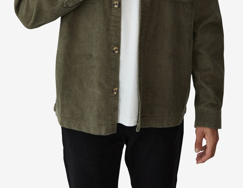 COTTON ON Men's Heavy Overshirt Green Size XX-Large