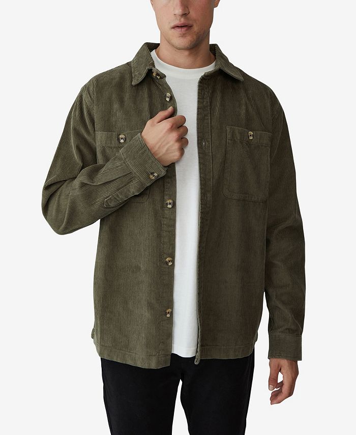 COTTON ON Men's Heavy Overshirt Green Size XX-Large