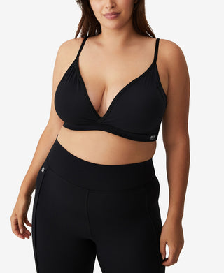 COTTON ON Women's Active Ultimate Active Plunge Crop Bra Black Size 14W