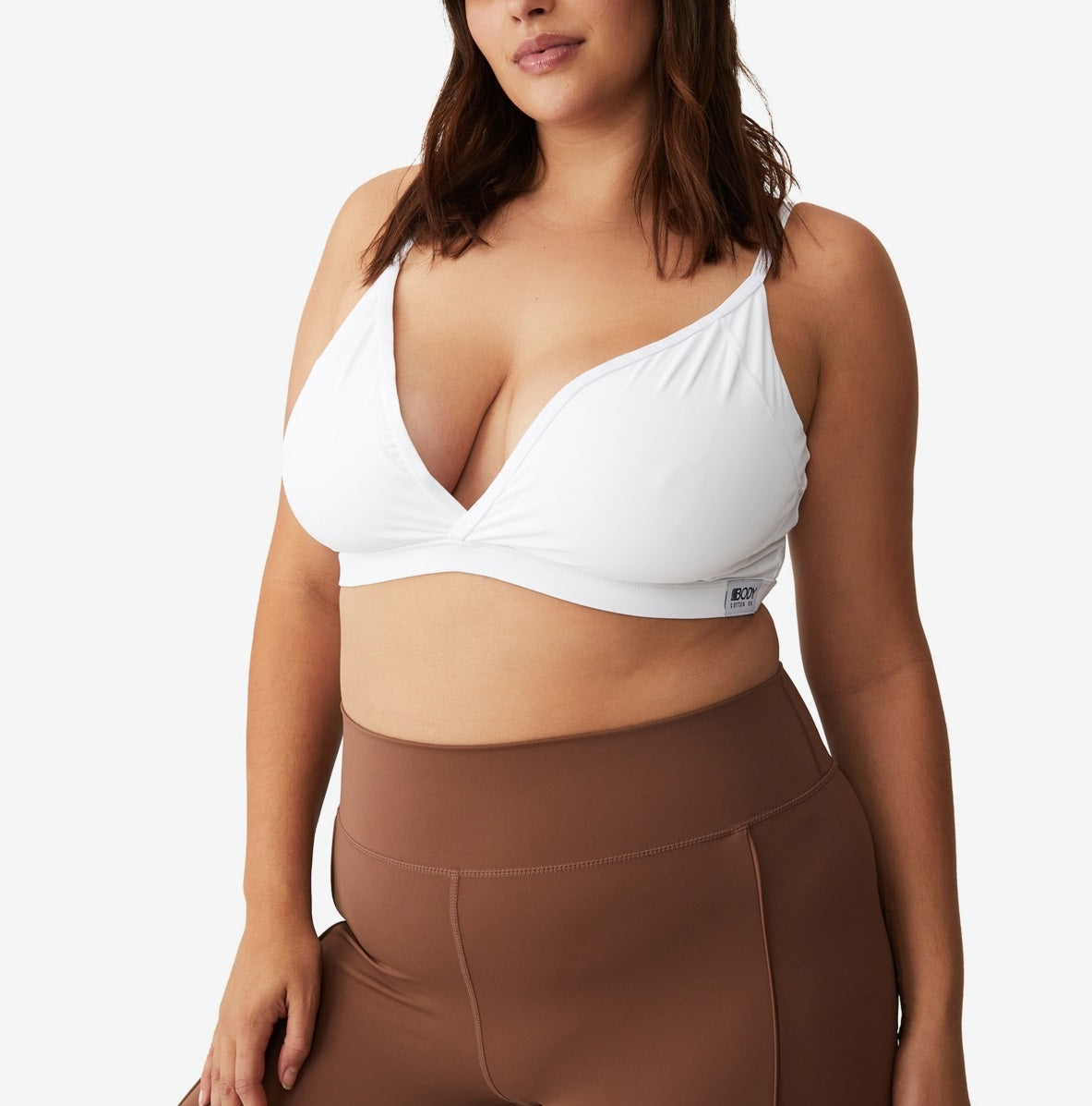 COTTON ON Women's Active Ultimate Active Plunge Crop Bra White