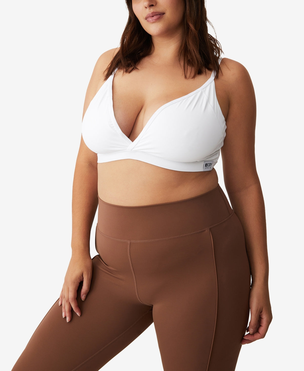 COTTON ON Women's Active Ultimate Active Plunge Crop Bra White