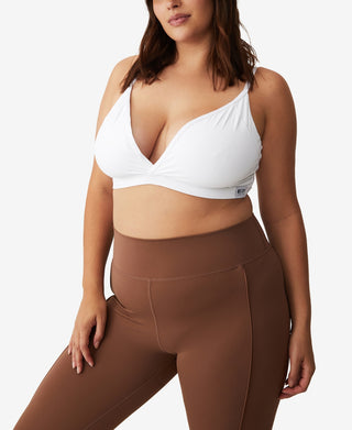 COTTON ON Women's Active Ultimate Active Plunge Crop Bra White