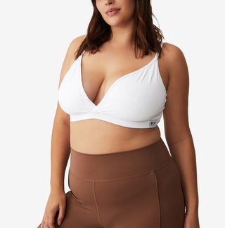 COTTON ON Women's Active Ultimate Active Plunge Crop Bra White