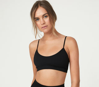 COTTON ON Women's Seamless Tiny Crop Top Black Size Small