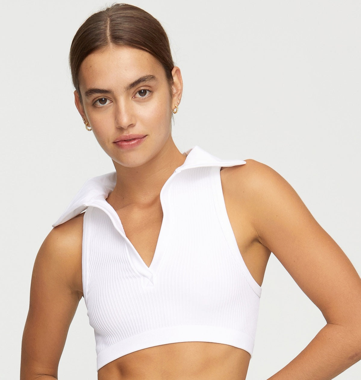 COTTON ON Women's Seamless Polo Crop Tank Top White Size Small