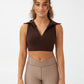 COTTON ON Women's Seamless Polo Crop Tank Top Brown Size Large