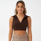 COTTON ON Women's Seamless Polo Crop Tank Top Brown Size Large