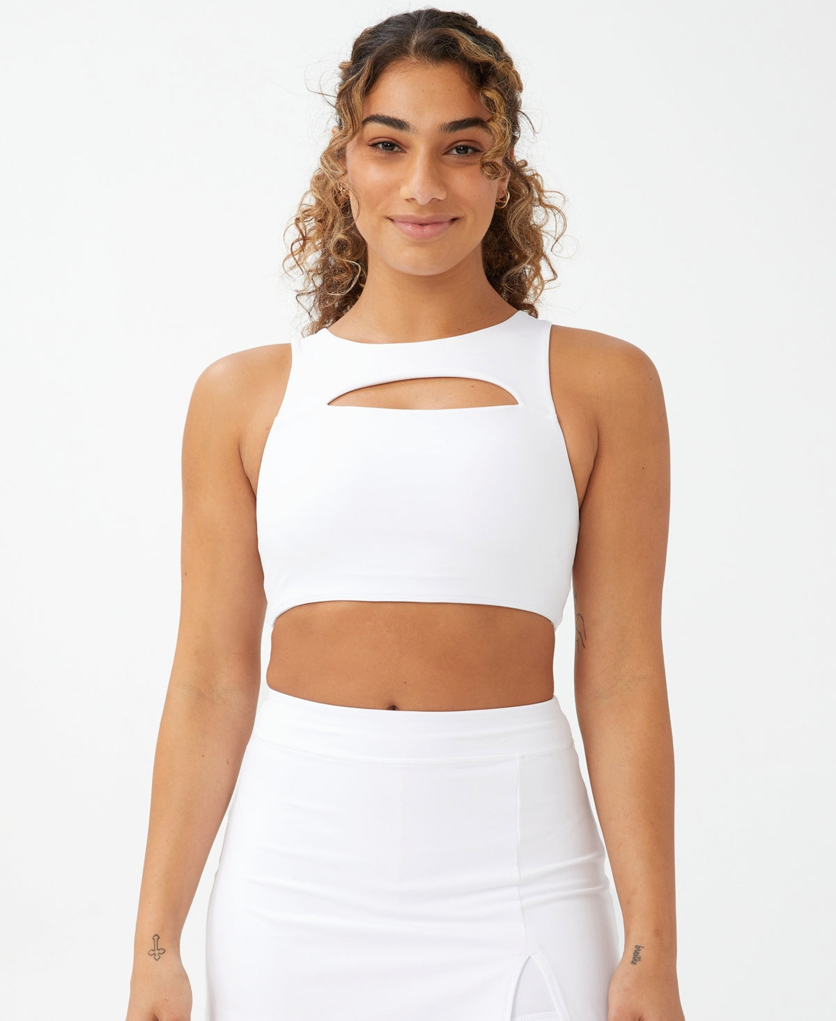 COTTON ON Women's Smoothing Cut Out Vestlette Top White Size Large