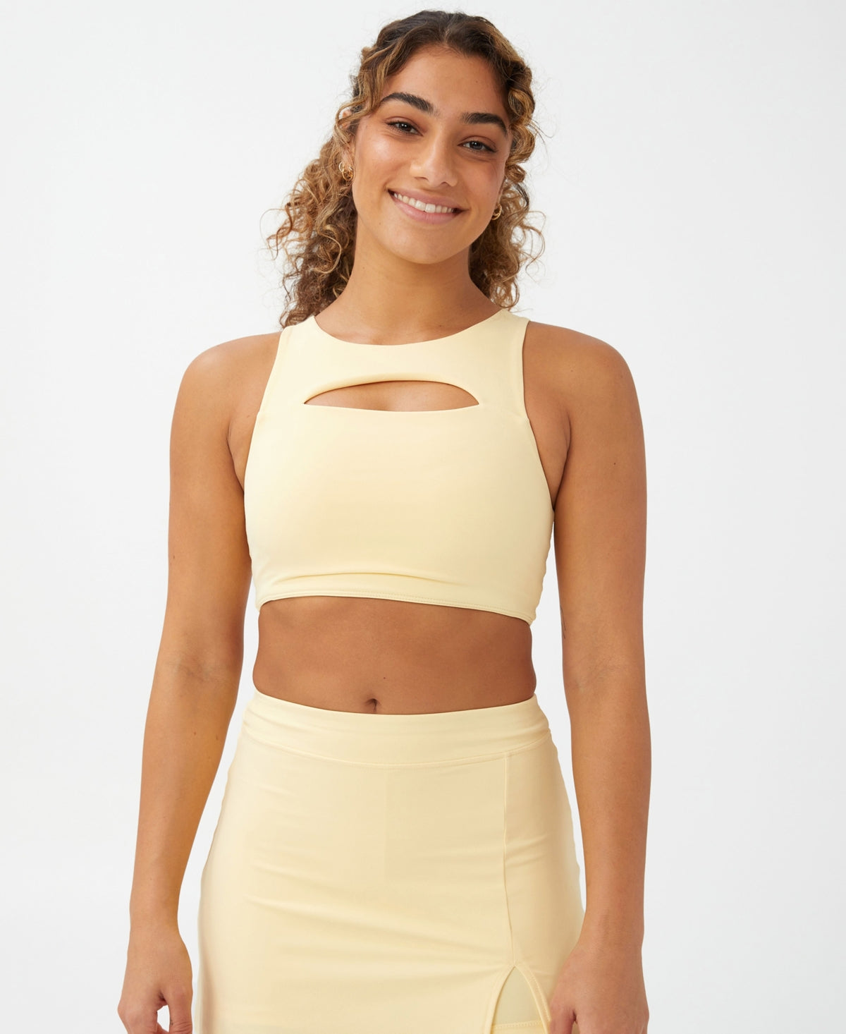 COTTON ON Women's Smoothing Cut Out Vestlette Top Yellow Size Medium