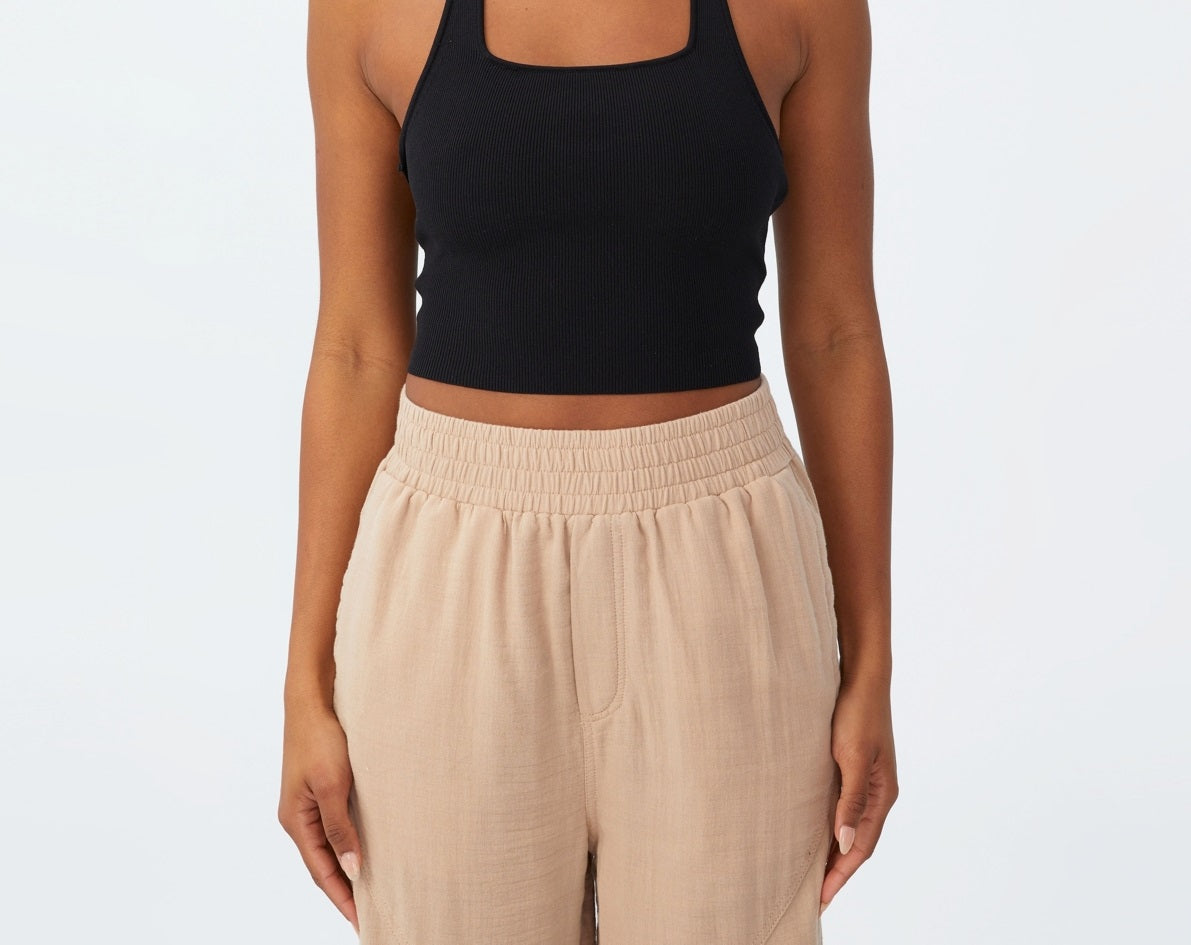 COTTON ON Women's Summer Knit Twist Back Vestlette Top Black Size Large