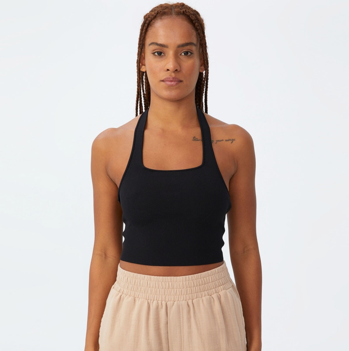 COTTON ON Women's Summer Knit Twist Back Vestlette Top Black Size Medium