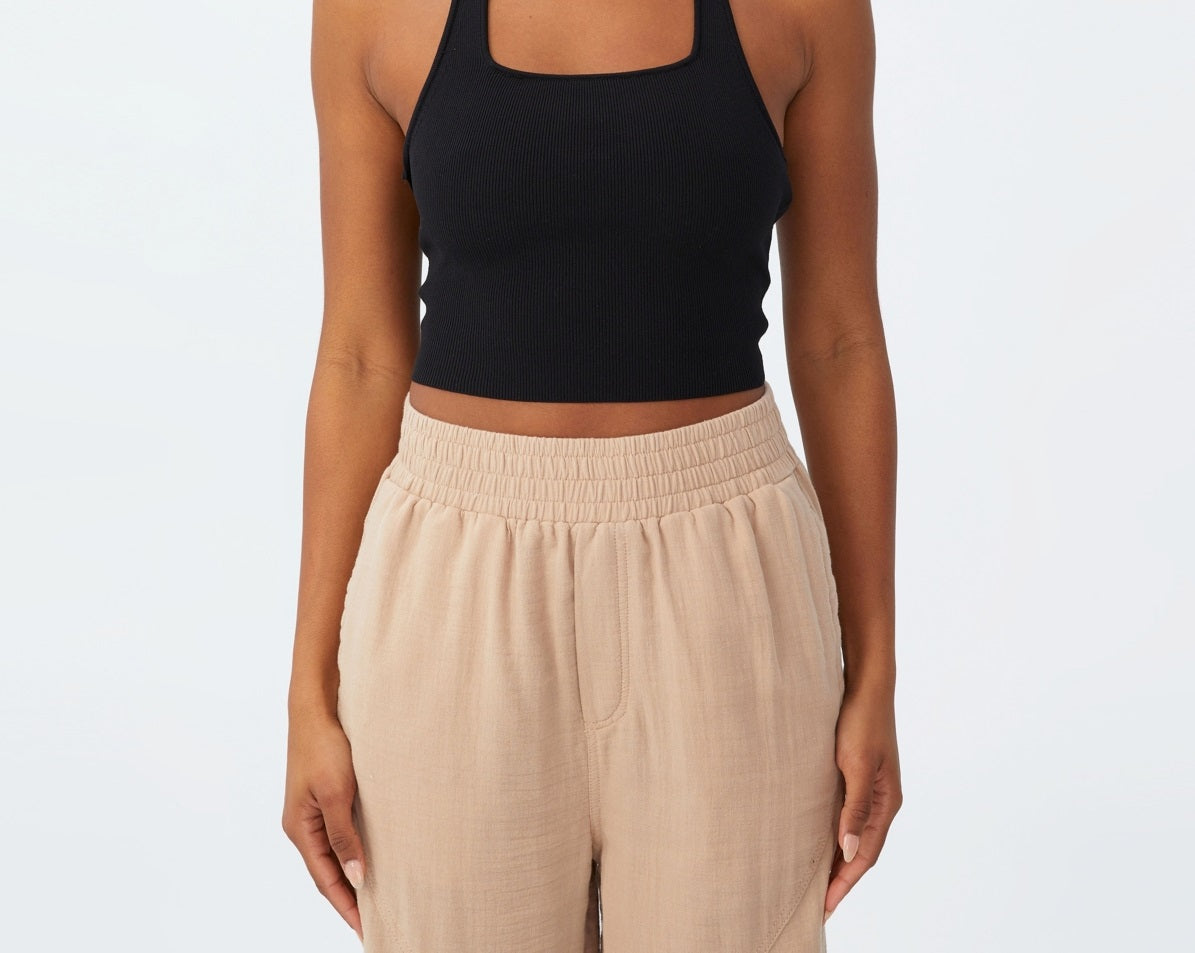 COTTON ON Women's Summer Knit Twist Back Vestlette Top Black Size Medium