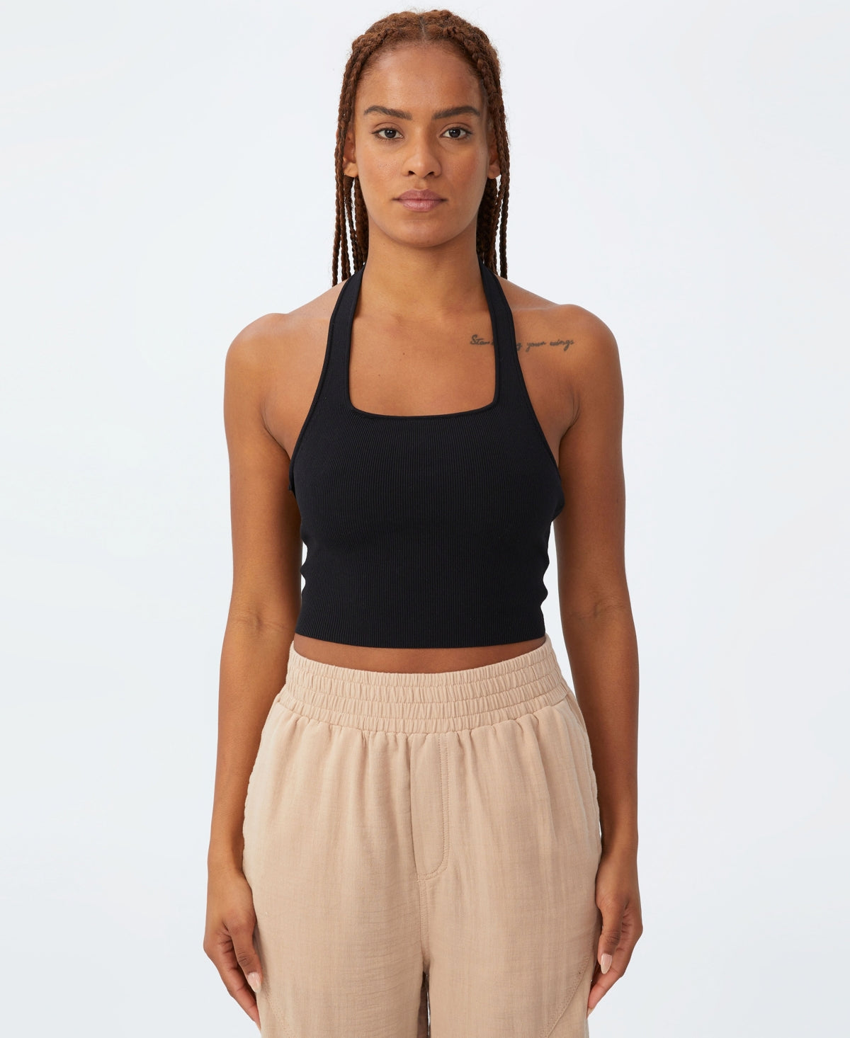 COTTON ON Women's Summer Knit Twist Back Vestlette Top Black Size X-Large