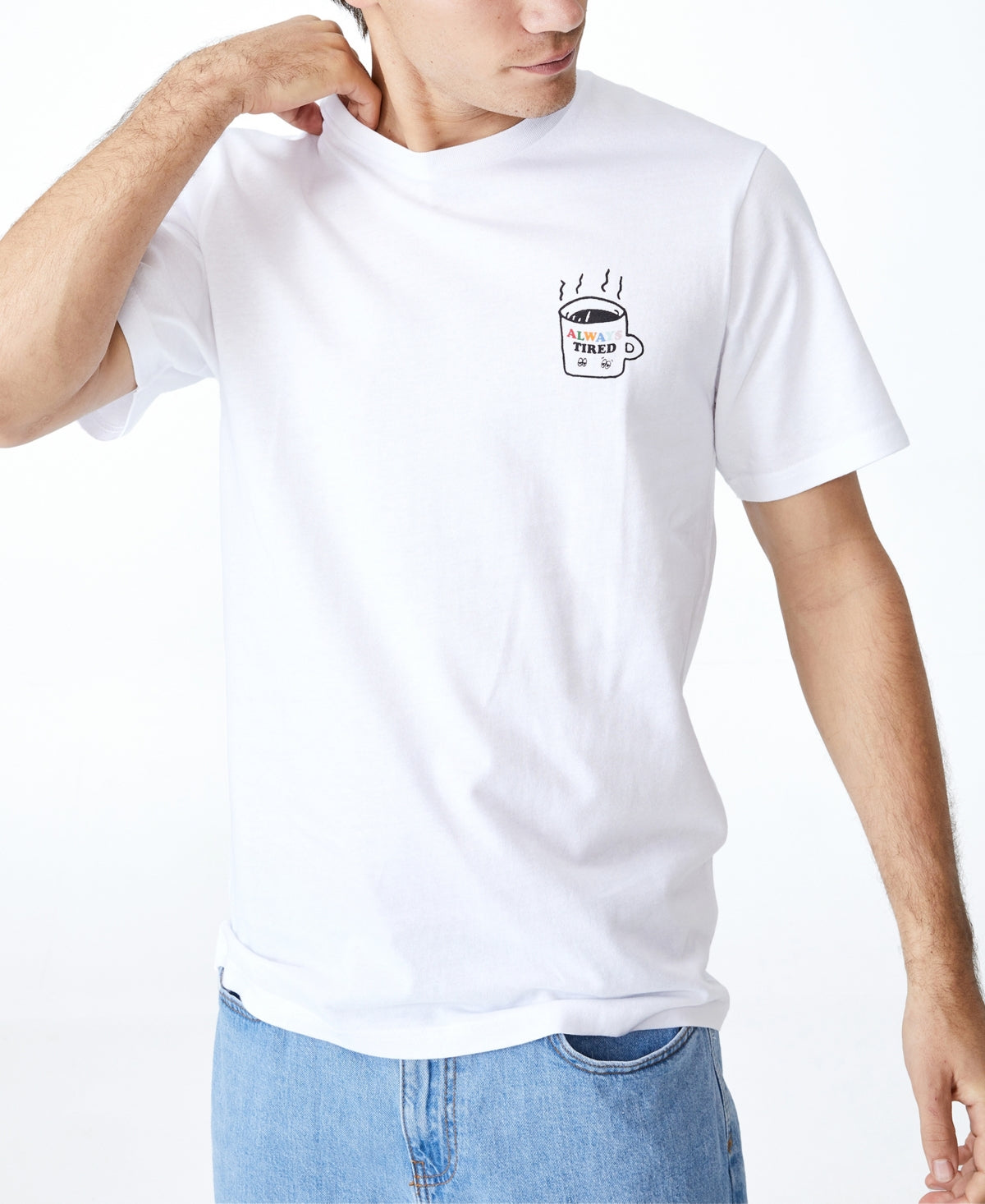 Cotton On Men's Tbar Art T-Shirt White Size Medium