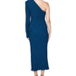 Bardot Women's One Shoulder Crinkle Sheath Dress Blue Size X-Large