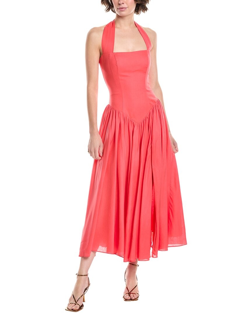 Bardot Marabella Halter Linen Blend Maxi Dress