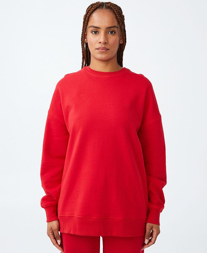 Cotton On Women's Plush Crewneck Sweatshirt Red Size Medium