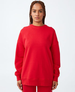 Cotton On Women's Plush Crewneck Sweatshirt Red Size Medium