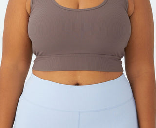 COTTON ON Women's Active Rib Crop Tank Top Brown Size 22W