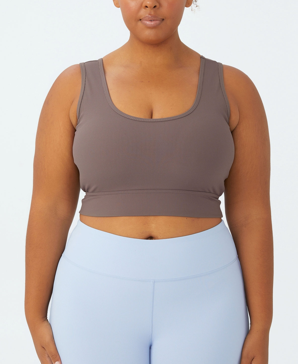 COTTON ON Women's Active Rib Crop Tank Top Brown Size 22W