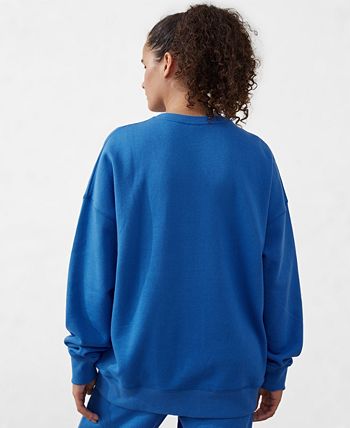 Cotton On Women's Plush Crew Sweatshirt Blue Size Medium