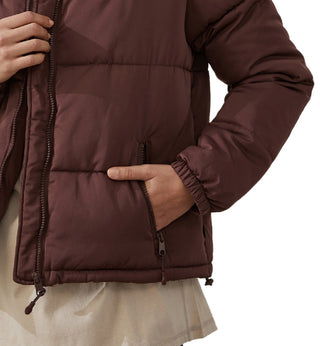 Cotton On Women's The Recycled Mother Puffer Jacket Brown Size Large