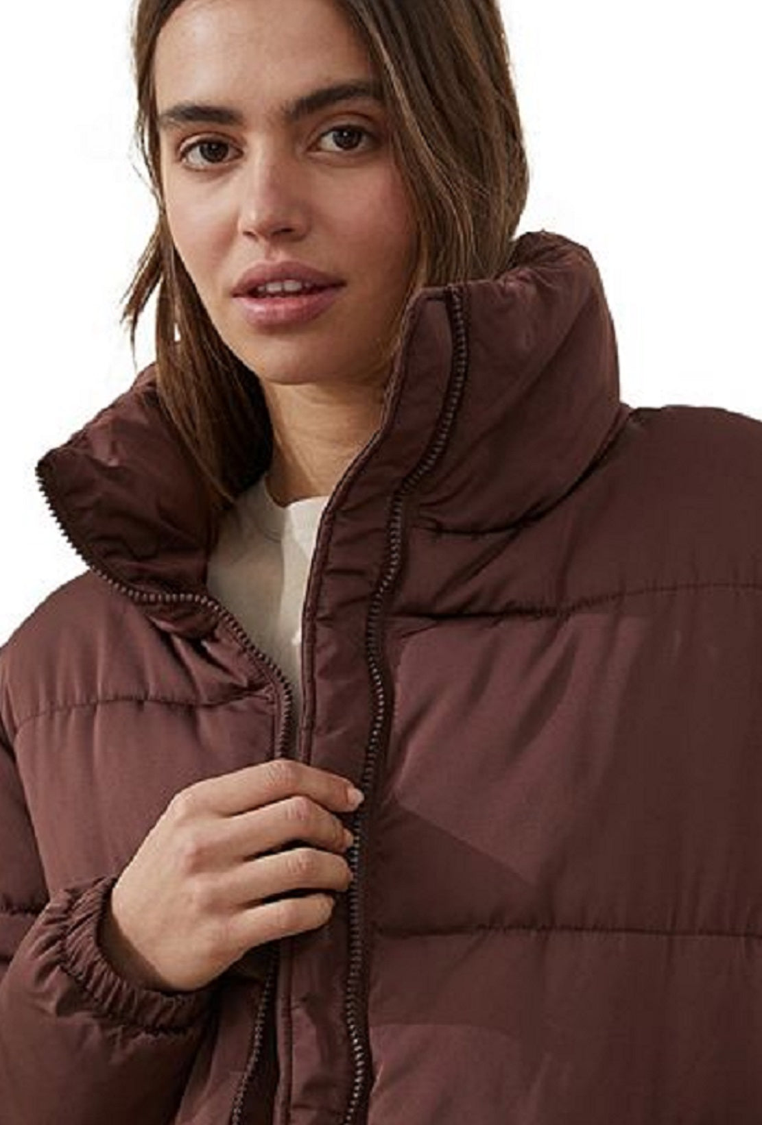 Cotton On Women's The Recycled Mother Puffer Jacket Brown Size Medium