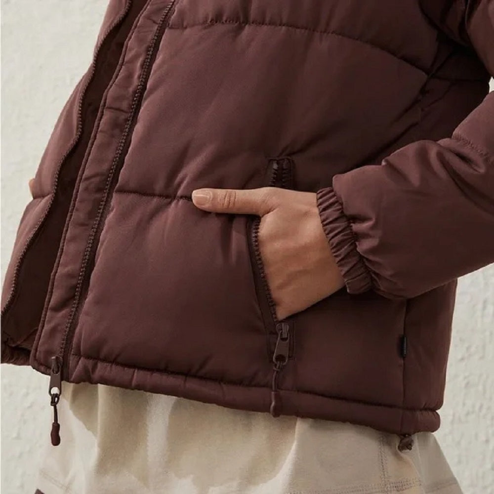 Cotton On Women's The Recycled Mother Puffer Jacket Brown Size Small