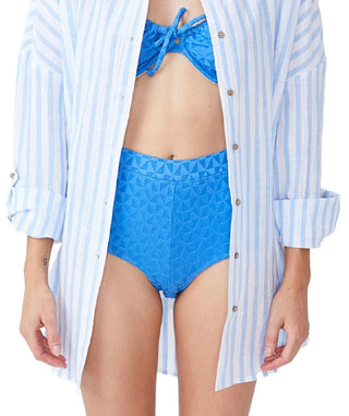 COTTON ON Women's Striped Swing Beach Shirt Cover Up Swimsuit Blue Size Large