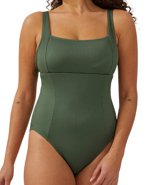 Cotton On Women's Ribbed Convertible One Piece Swimsuit Green Size Large