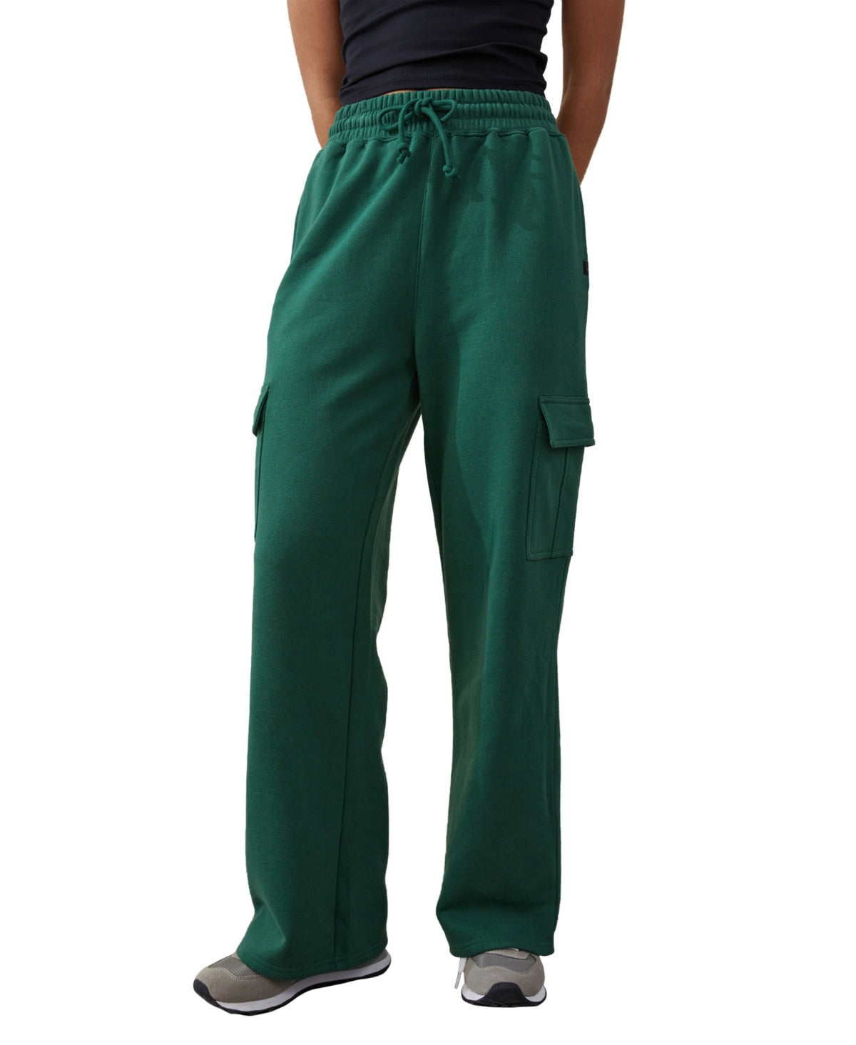 Cotton On Women's Plush Wide Leg Track Pants Green Size Large