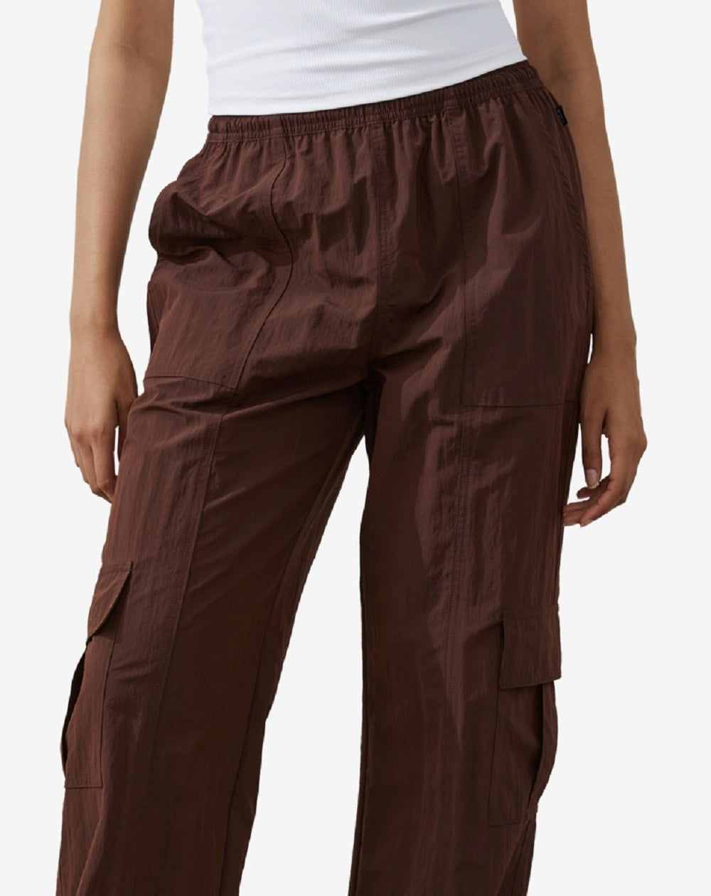 Cotton On Women's Wide Leg Cuffed Cargo Pants Brown Size Large