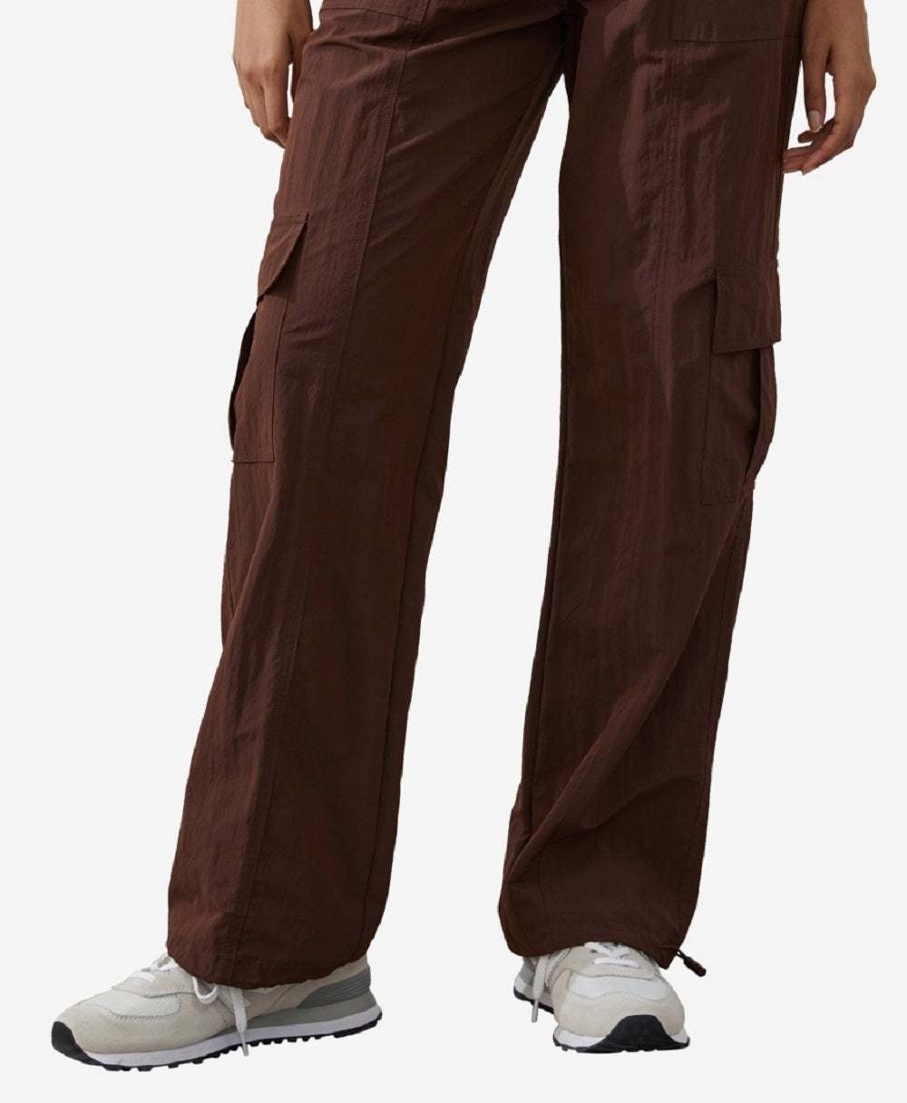 Cotton On Women's Wide Leg Cuffed Cargo Pants Brown Size Large