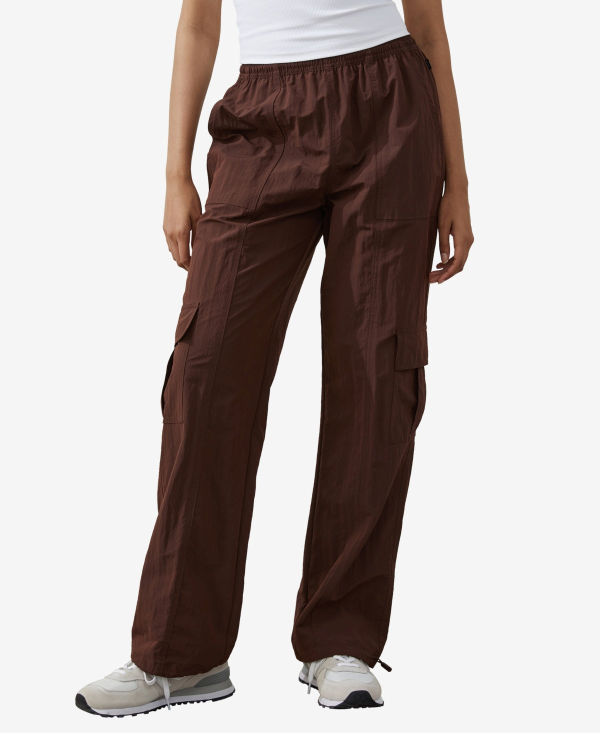 Cotton On Women's Wide Leg Cuffed Cargo Pants Brown Size Large